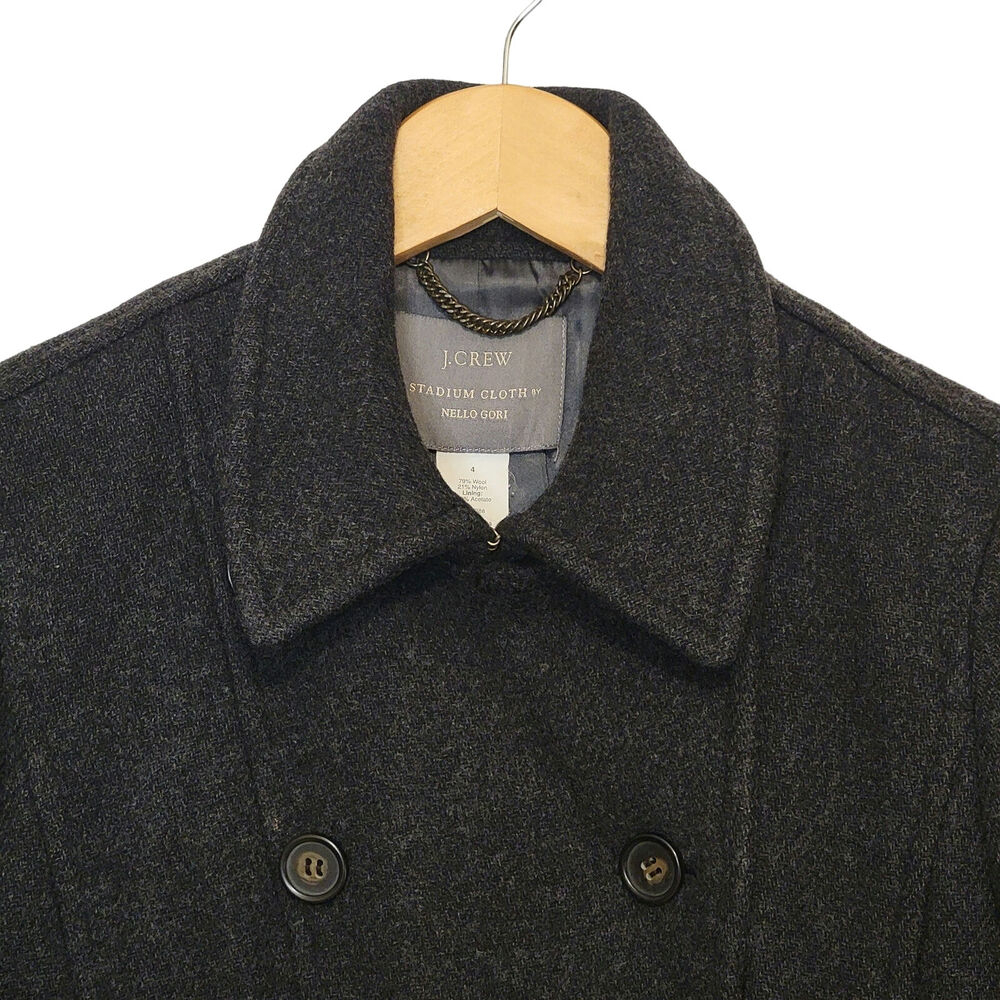 J Crew Stadium Cloth by Nello Gori Peacoat Double Breasted Wool Gray Size 4 - Picture 6 of 16
